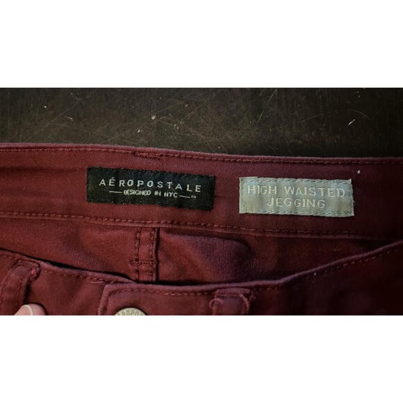 Aeropostale Jeggings Womens 6 Burgundy High Waisted Skinny Stretch Jeans Pants - Picture 7 of 9